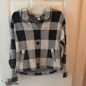 Christopher & Banks Black and White Buffalo Plaid Jacket